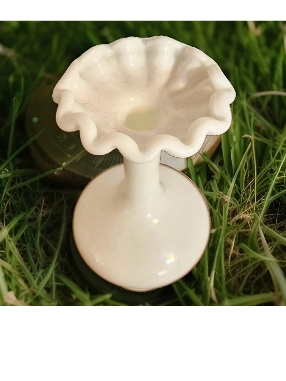 White Ruffled Milk Glass Bud Vase Long Neck Vintage